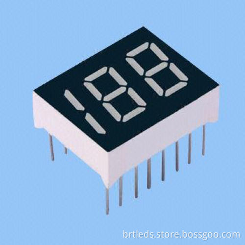 3-digit 7-segment LED Display, 0.5-inch Red Color, Common Cathode, White Segment and Black Face